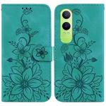 For OPPO K12x Lily Embossed Leather Phone Case(Green)