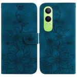 For OPPO K12x Lily Embossed Leather Phone Case(Dark Blue)