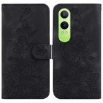 For OPPO K12x Lily Embossed Leather Phone Case(Black)