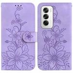 For OPPO Reno12 5G Global Lily Embossed Leather Phone Case(Purple)