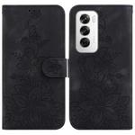 For OPPO Reno12 5G Global Lily Embossed Leather Phone Case(Black)