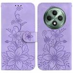 For OPPO Reno12 F 5G Lily Embossed Leather Phone Case(Purple)