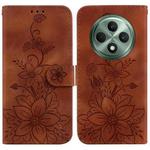 For OPPO Reno12 F 5G Lily Embossed Leather Phone Case(Brown)