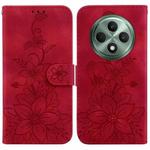 For OPPO Reno12 F 5G Lily Embossed Leather Phone Case(Red)