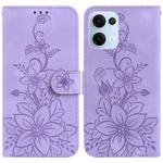For OPPO Reno13 Global Lily Embossed Leather Phone Case(Purple)