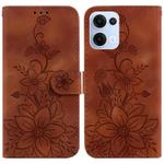 For OPPO Reno13 Global Lily Embossed Leather Phone Case(Brown)