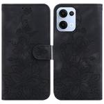 For OPPO Reno13 Global Lily Embossed Leather Phone Case(Black)