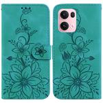 For OPPO Reno13 Pro Global Lily Embossed Leather Phone Case(Green)
