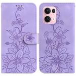 For OPPO Reno13 Pro Global Lily Embossed Leather Phone Case(Purple)
