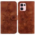 For OPPO Reno13 Pro Global Lily Embossed Leather Phone Case(Brown)