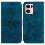 For OPPO Reno13 Pro Global Lily Embossed Leather Phone Case(Dark Blue)
