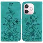 For OPPO A5 Pro 5G Lily Embossed Leather Phone Case(Green)