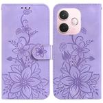 For OPPO A5 Pro 5G Lily Embossed Leather Phone Case(Purple)