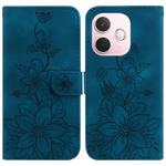 For OPPO A5 Pro 5G Lily Embossed Leather Phone Case(Dark Blue)