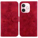 For OPPO A5 Pro 5G Lily Embossed Leather Phone Case(Red)