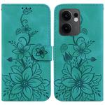 For OPPO Reno13 F 4G / 5G Lily Embossed Leather Phone Case(Green)
