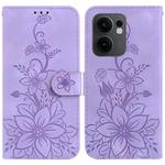 For OPPO Reno13 F 4G / 5G Lily Embossed Leather Phone Case(Purple)