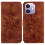 For OPPO A5x 5G / A3 4G / 5G / A3x 4G / 5G Lily Embossed Leather Phone Case(Brown)
