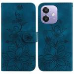 For OPPO A5x 5G / A3 4G / 5G / A3x 4G / 5G Lily Embossed Leather Phone Case(Dark Blue)