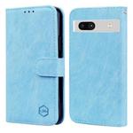 For Google Pixel 7A Skin Feeling Oil Leather Texture PU + TPU Phone Case(Light Blue)