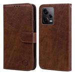 For Xiaomi Redmi Note 12 Pro Global Skin Feeling Oil Leather Texture PU + TPU Phone Case(Brown)