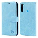 For Xiaomi Redmi Note 8 Skin Feeling Oil Leather Texture PU + TPU Phone Case(Light Blue)