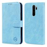 For Xiaomi Redmi Note 8 Pro Skin Feeling Oil Leather Texture PU + TPU Phone Case(Light Blue)