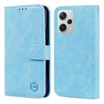 For Xiaomi Redmi Note 12 Pro+ 5G Skin Feeling Oil Leather Texture PU + TPU Phone Case(Light Blue)