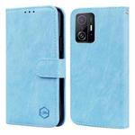For Xiaomi 11T Pro Skin Feeling Oil Leather Texture PU + TPU Phone Case(Light Blue)