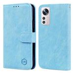 For Xiaomi 12 Pro Skin Feeling Oil Leather Texture PU + TPU Phone Case(Light Blue)