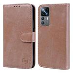 For Xiaomi 12T Pro Skin Feeling Oil Leather Texture PU + TPU Phone Case(Champagne)