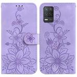 For Realme 8 5G Global / V13 5G Lily Embossed Leather Phone Case(Purple)