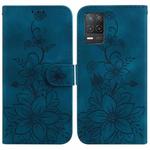 For Realme 8 5G Global / V13 5G Lily Embossed Leather Phone Case(Dark Blue)