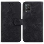 For Realme 8 5G Global / V13 5G Lily Embossed Leather Phone Case(Black)