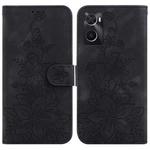 For Realme 9i / A76 4G / A36 Lily Embossed Leather Phone Case(Black)