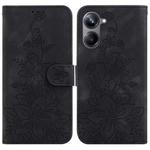 For Realme 10 Pro 5G Lily Embossed Leather Phone Case(Black)