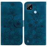 For Realme C21 Lily Embossed Leather Phone Case(Dark Blue)