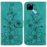 For Realme C21Y Lily Embossed Leather Phone Case(Green)