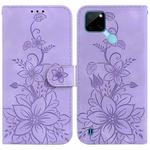 For Realme C21Y Lily Embossed Leather Phone Case(Purple)