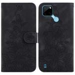 For Realme C21Y Lily Embossed Leather Phone Case(Black)