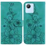 For Realme C30 / C30s / Narzo 50i Lily Embossed Leather Phone Case(Green)