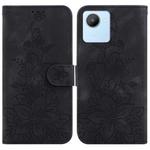 For Realme C30 / C30s / Narzo 50i Lily Embossed Leather Phone Case(Black)
