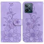 For Realme C31 Lily Embossed Leather Phone Case(Purple)