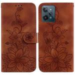 For Realme C31 Lily Embossed Leather Phone Case(Brown)