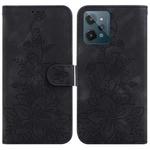 For Realme C31 Lily Embossed Leather Phone Case(Black)