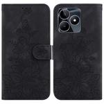 For Realme C53 / Narzo N53 Lily Embossed Leather Phone Case(Black)