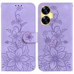 For Realme C55 Lily Embossed Leather Phone Case(Purple)