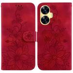 For Realme C55 Lily Embossed Leather Phone Case(Red)