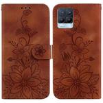 For Realme 8 / 8 Pro Lily Embossed Leather Phone Case(Brown)