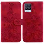 For Realme 8 / 8 Pro Lily Embossed Leather Phone Case(Red)